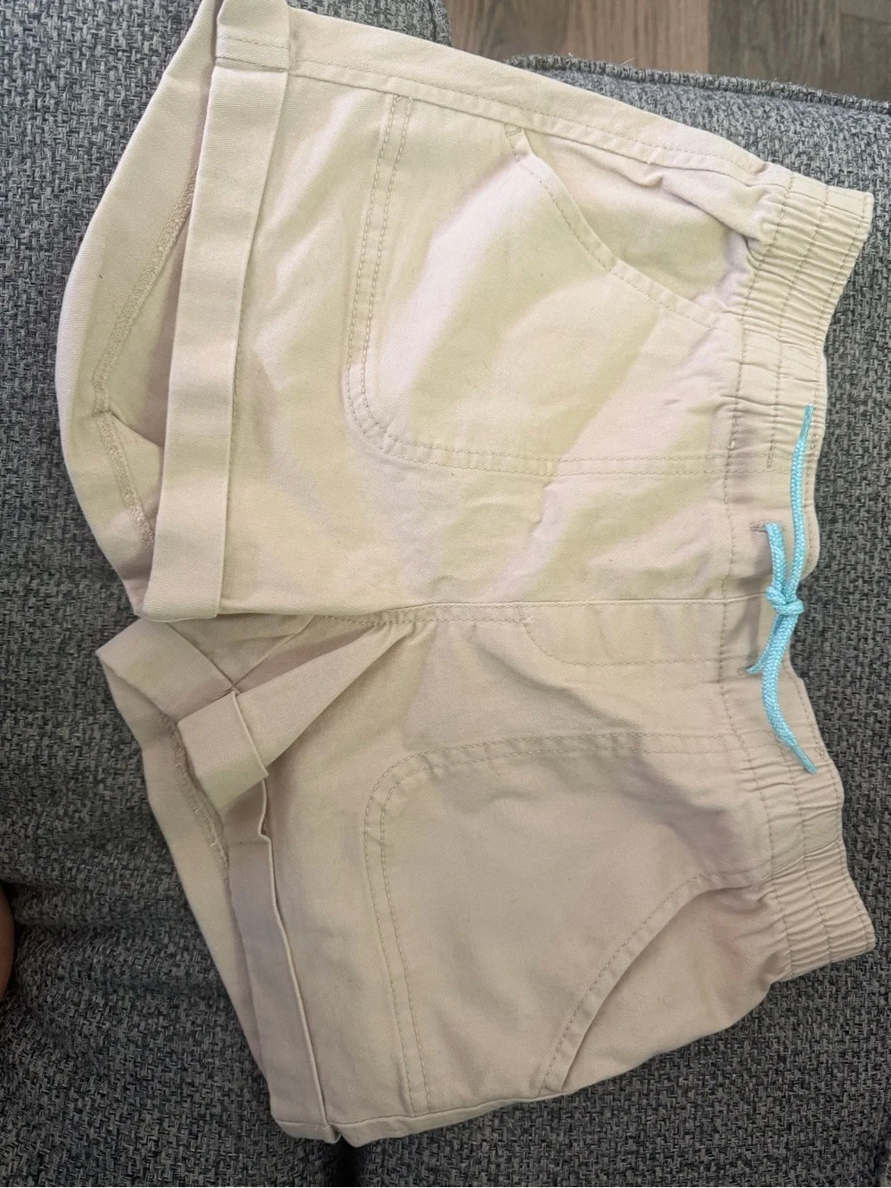 Old Navy Beige Kids Shorts with Light Blue Drawstring